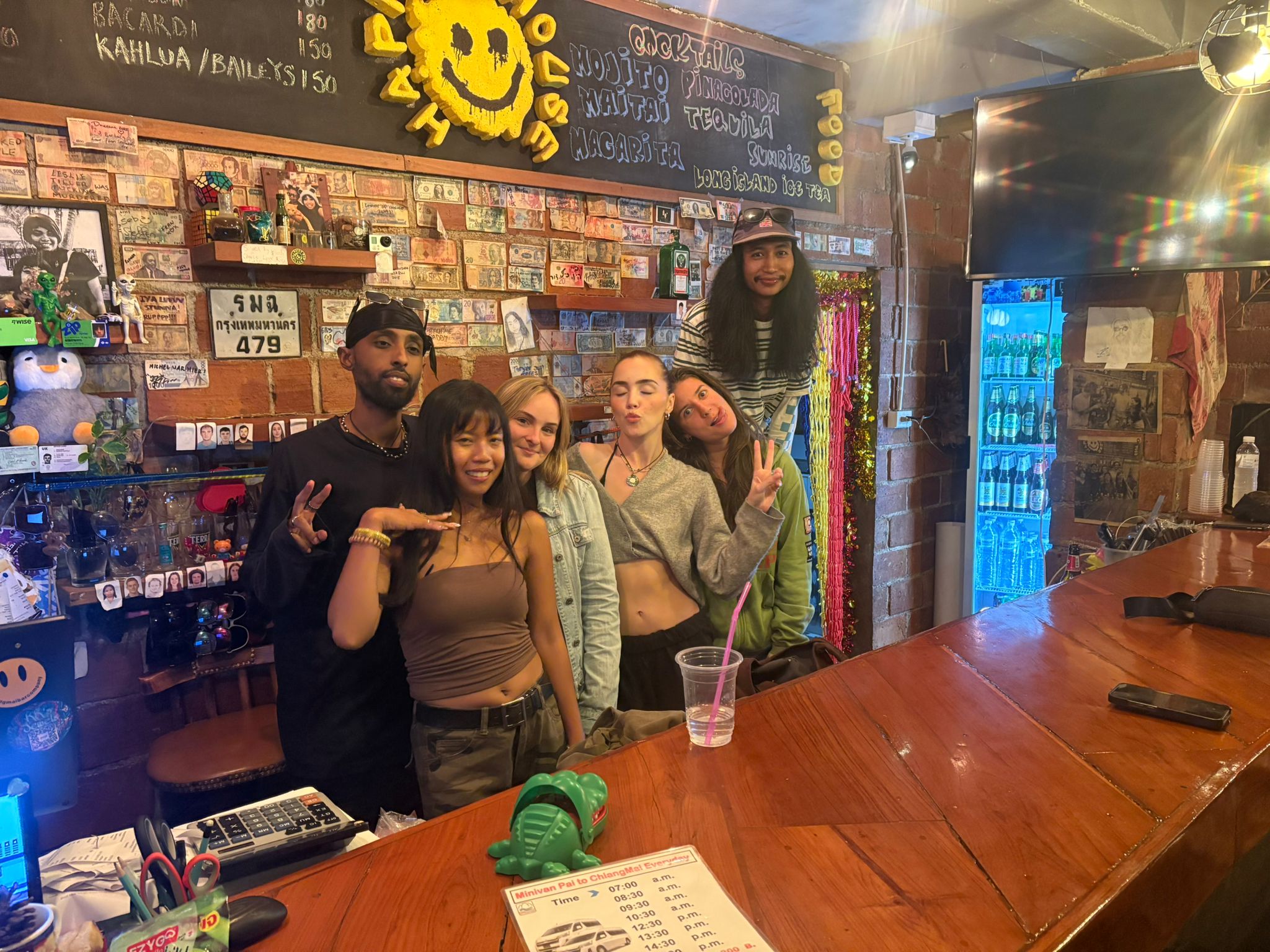 Travellers enjoying Happy House hostel Pai Thailand