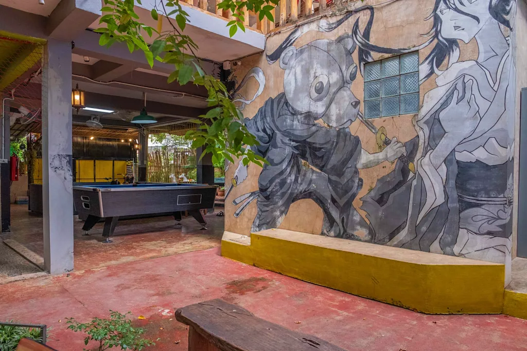 Wall art at Happy House hostel Pai