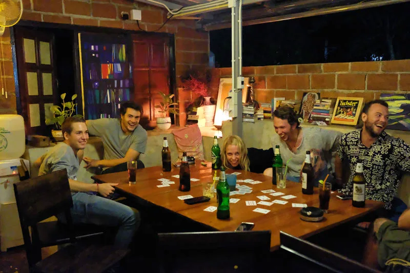 Cold beers at Happy House hostel bar in Pai